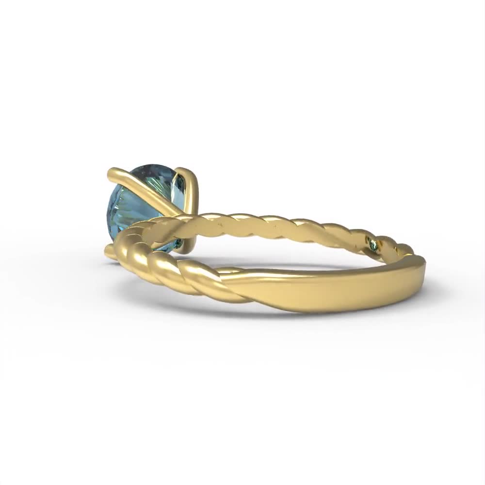 2 ct Brilliant Round Cut Designer Genuine Flawless Natural Sky Blue Topaz  Stone 14K 18K Yellow Gold Solitaire Ring